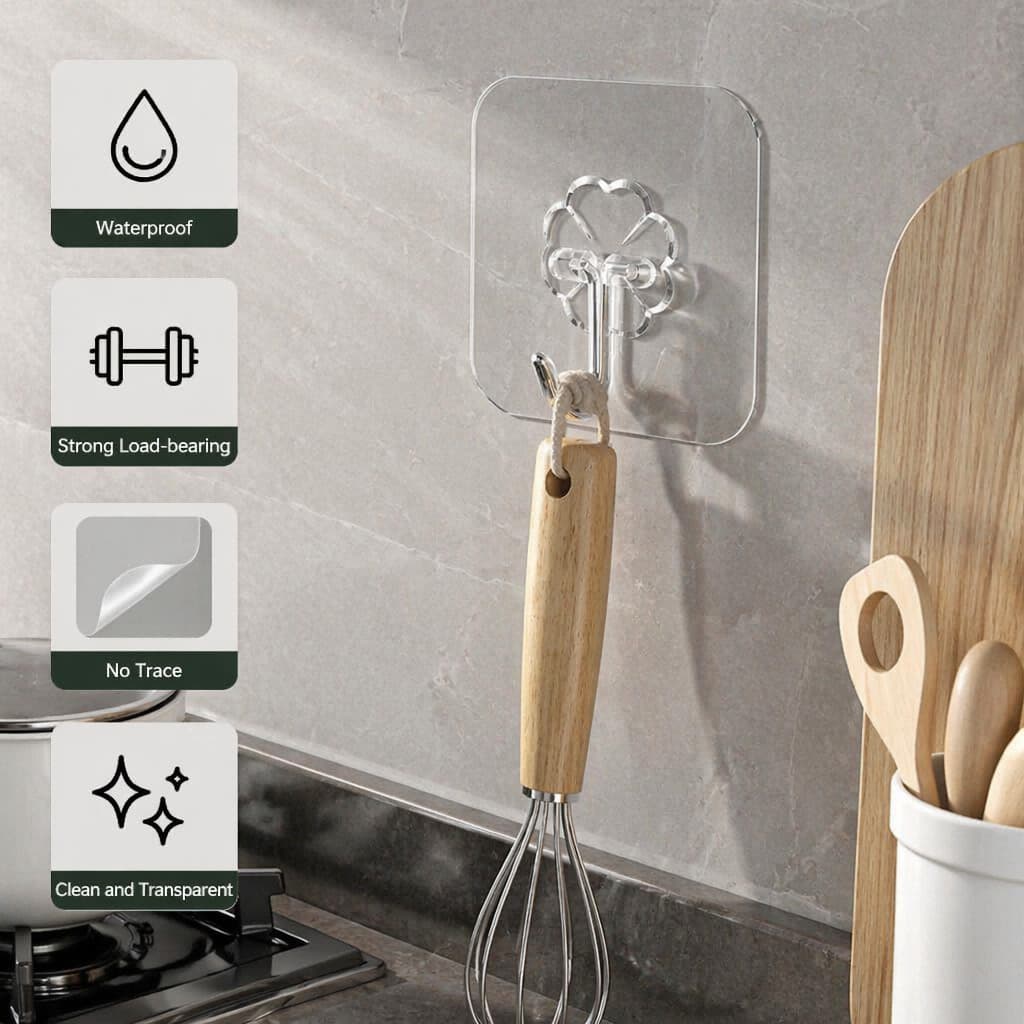 20 Kit com  Gancho Adesivo para Parede Transparente