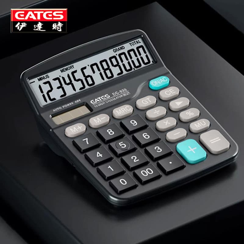 Data DC837 Calculadora Computador de escritório comercial de alta aparência Mudo Calculadora de energia dupla Calculador