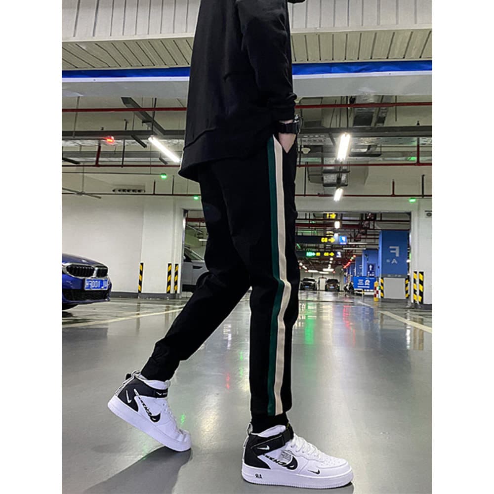 Calças casuais calças masculinas calças Leggings elásticas pretas na moda calças masculinas All-Match calças masculinas