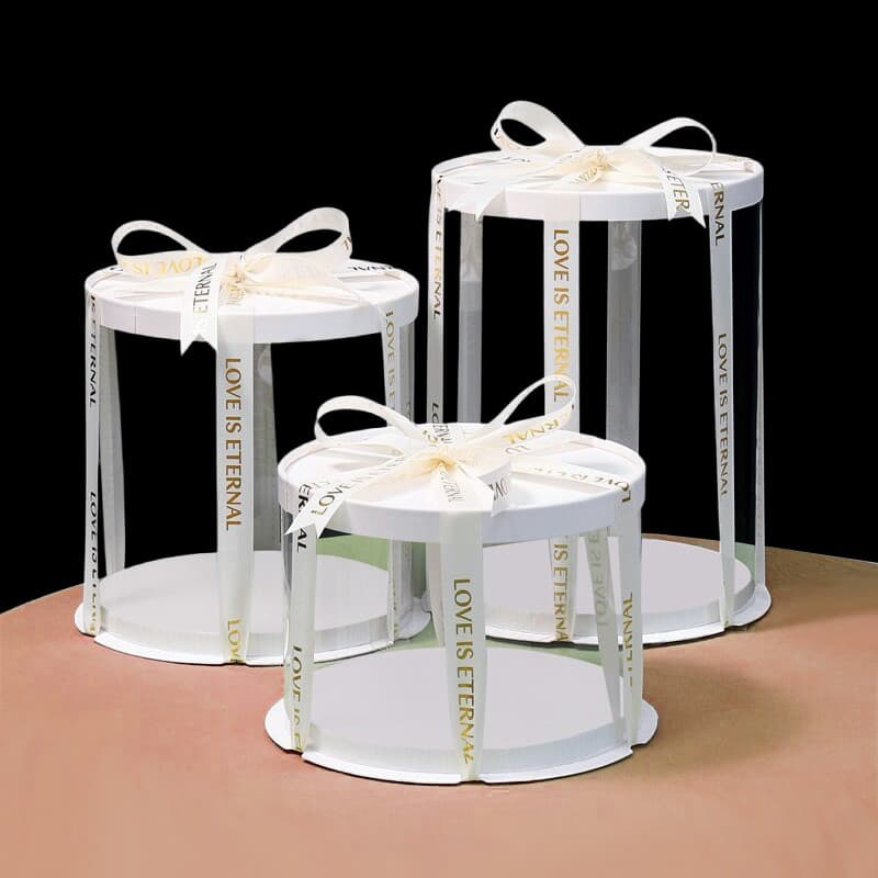 13cm 20cm 27cm transparente redondo caixa de bolo de aniversário dupla camada aumentada caixa de embalagem de pastelaria