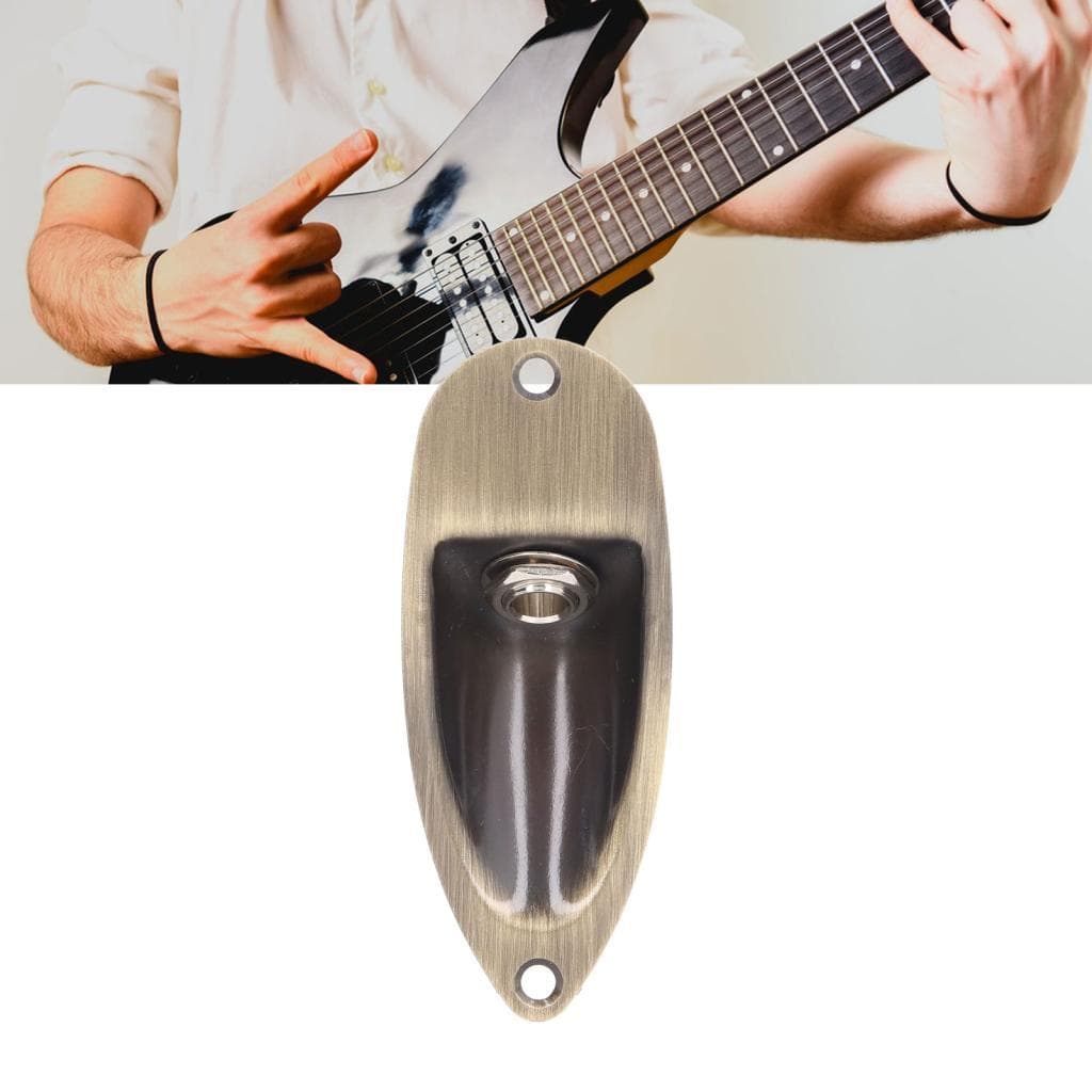 Tomada de entrada e saída de guitarra, placa de soquete estilo barco, peças de reposição elétrica, cor bronze 6.35mm