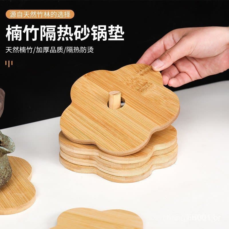 Tapete isolante térmico de bambu, tapete para mesa de jantar, sousplat estilo chinês, tapete para tigelas, para p