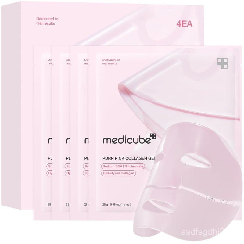 medicubeJellyGelMaskcomDNAPDRNPinkCollagen de Salmão | MáscaraNoturnaParaRostoComBrilhoDeVidro | Elasticidade, Hidrataçã