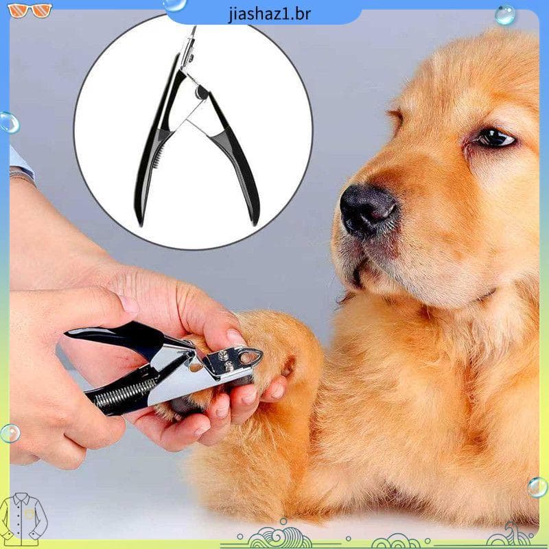 Alicate cortador de unhas para animais de estimação, botão de segurança para cães e gatos com carimbo de unha, Anti-inch