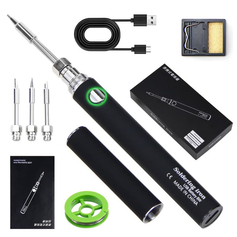 Ferro de solda USB com capa, ferro de solda portátil recarregável de 5V, ferramenta de reparo e codificação, adesivo plá