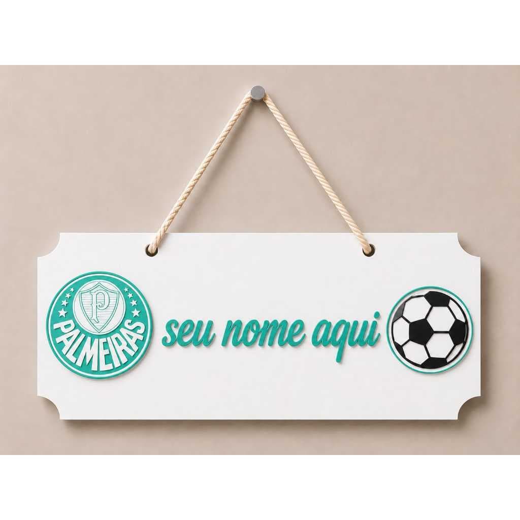 Placa Decorativa Tema Futebol Palmeiras Personalizada com Nome