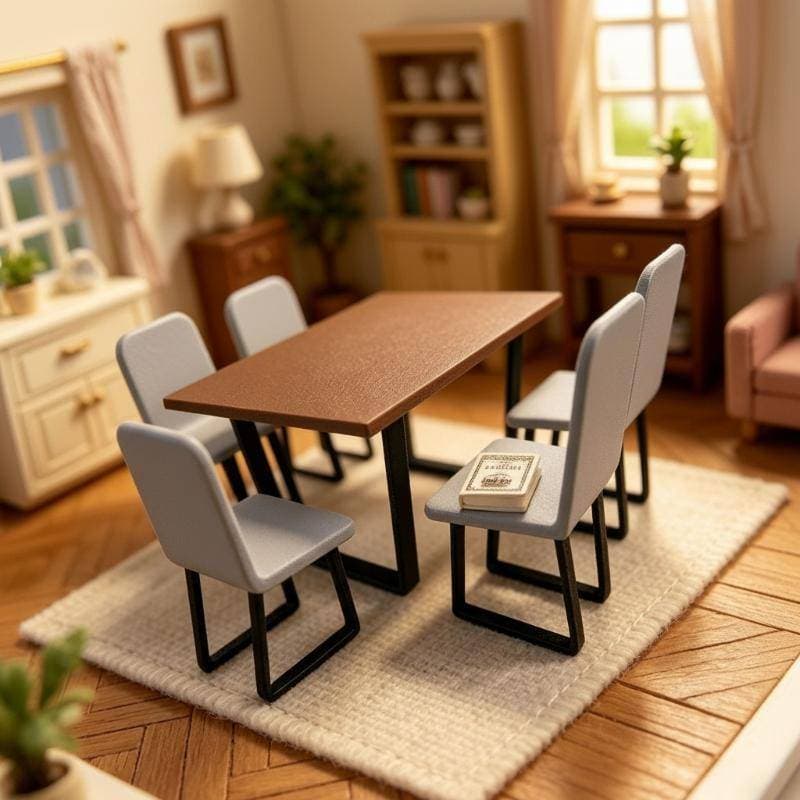 BH-TOY Conjunto De Mesa E Cadeira De Jantar Em Miniatura 1 12 Modelos Móveis De Casa De Bonecas De Madeira Realistas Par