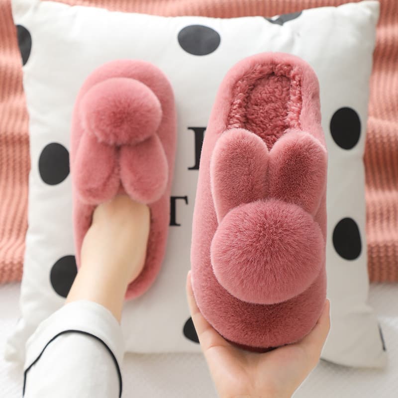 Chinelos de algodão femininos inverno sola grossa antiderrapante tridimensional pelúcia quente casa casais internos boni