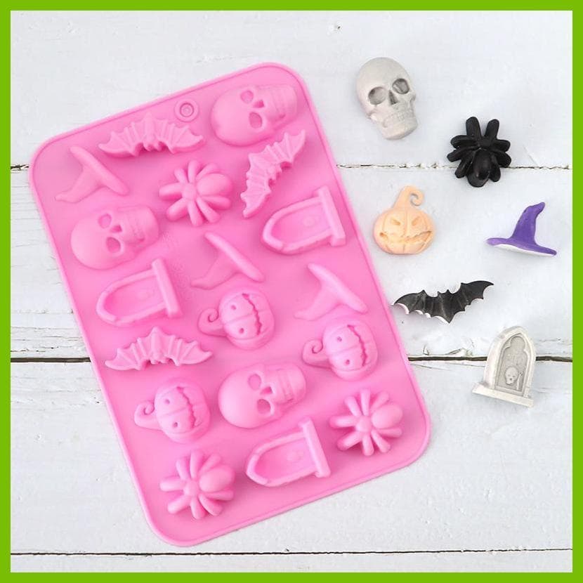 Molde De Silicone Crânio Aranha 18 Halloween Criativo Chocolate Geléia Sabão Gotejamento Decoração Macio Bonito Fácil De