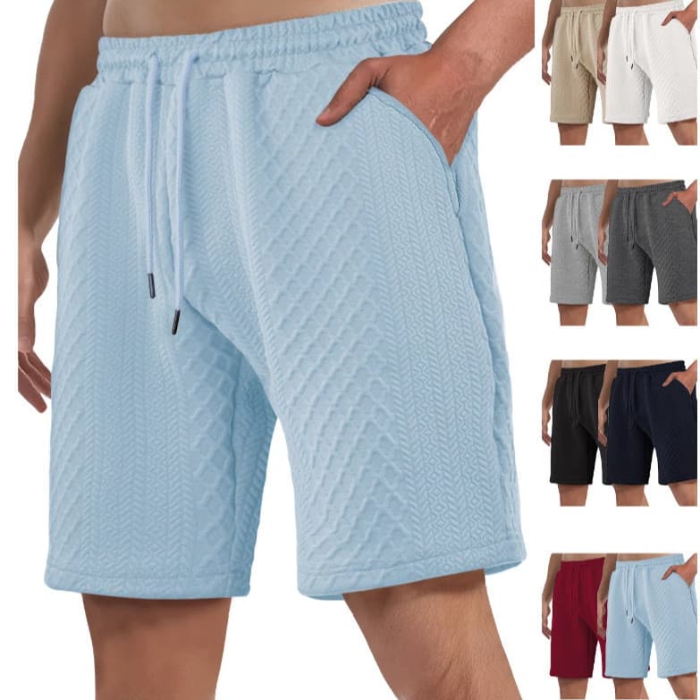Shorts masculinos de verão soltos de cor sólida Jacquard Tether Shorts casuais masculinos Calças de praia