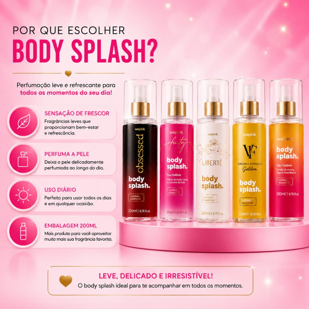 Body Splash Virgínia W3p1nk 200ml Original Feminino Obsessed Infinity Liberté VF Golden | Unitário, Sortido ou Kit cm 4
