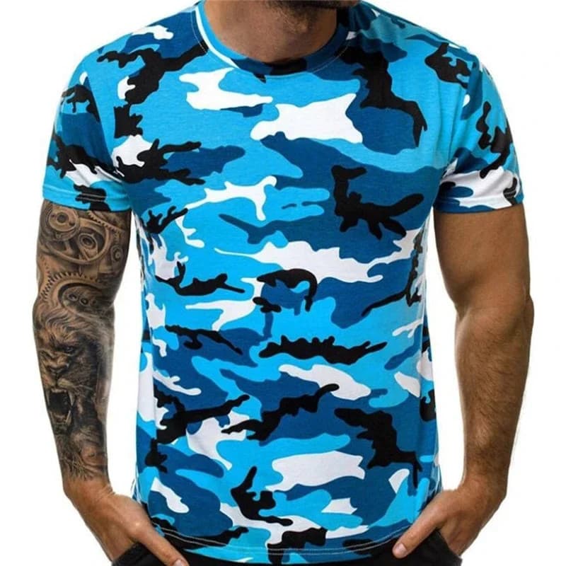 Camuflagem 3D Impresso Padrão Camiseta Manga Curta Roupas Masculinas Para Verão Camisetas Confortáveis Top Outdoor Sport