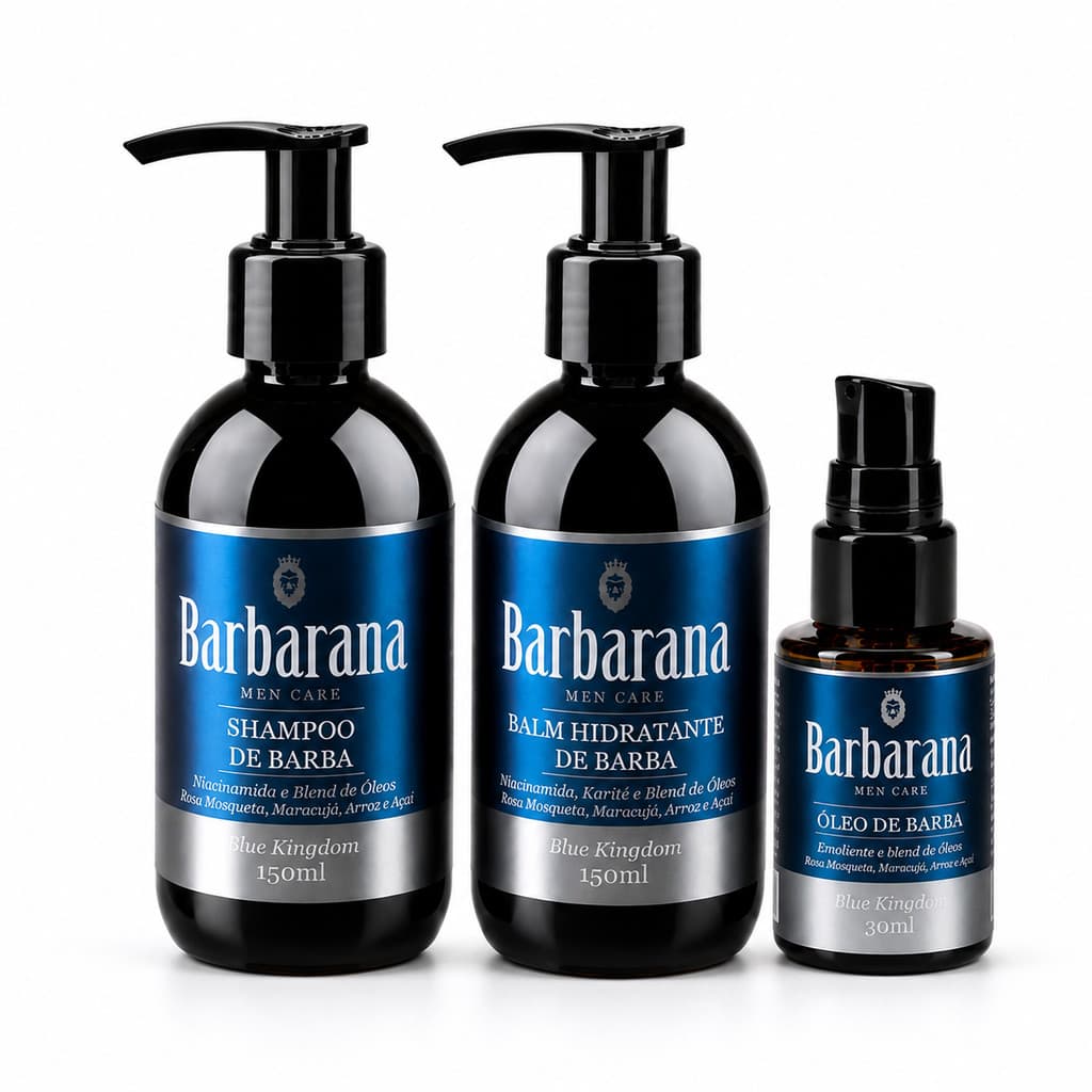 Kit Shampoo + Balm + Óleo para Barba Blue Kingdom Barbarana
