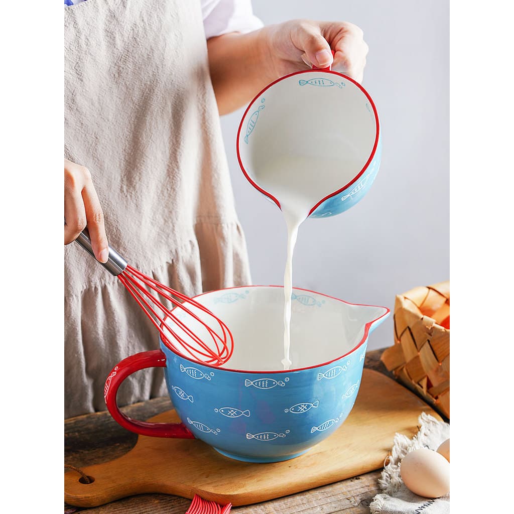 Ezicok copo de drenagem cerâmica boca afiada tigela mexendo utensílios de mesa domésticos tigela de cozimento ovo batend