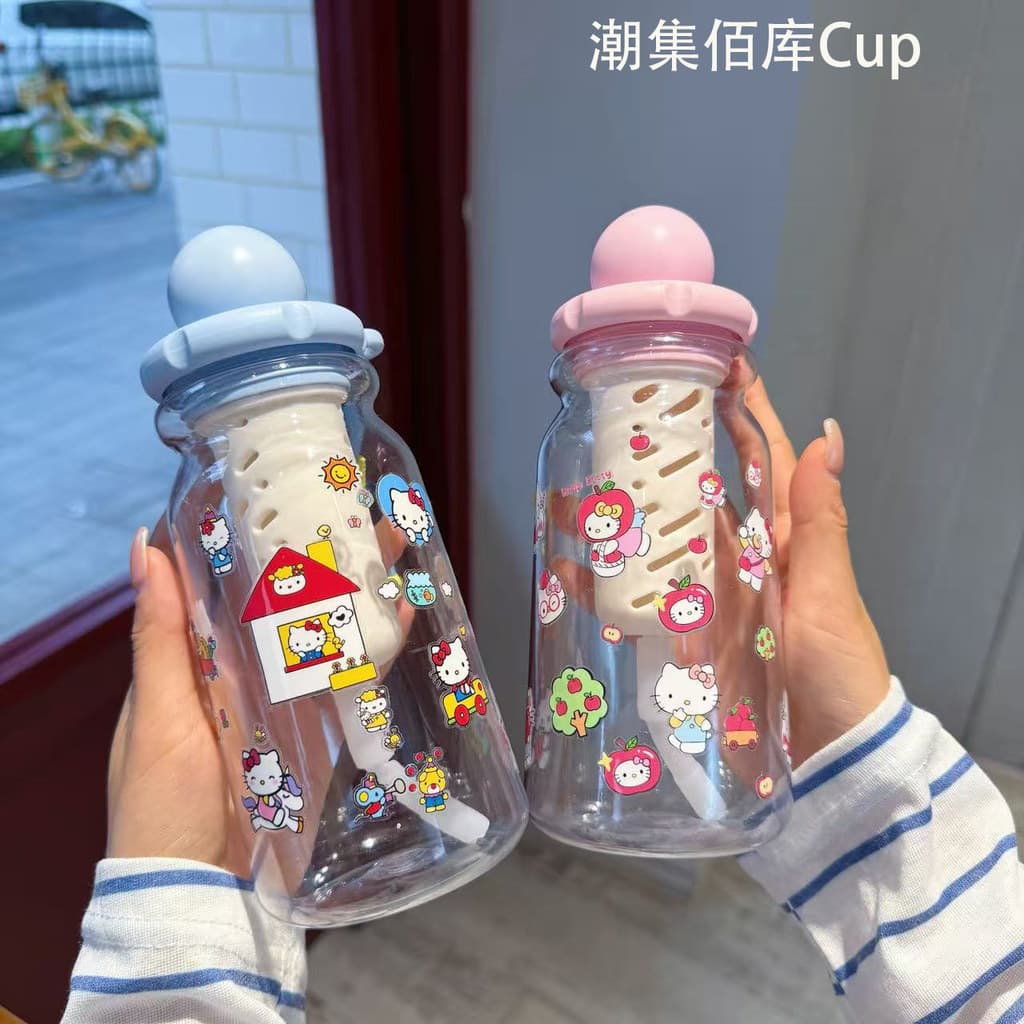 Novo hellokitty copo de palha de alto valor meninas copo de água grande capacidade estudante copo de plástico bonito cop