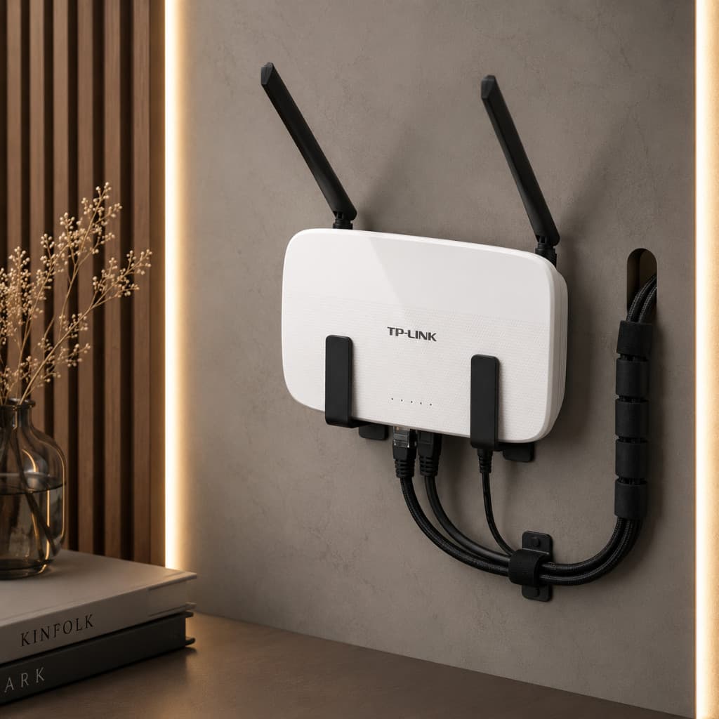 Suporte para Roteador e Modem de Parede Sem Furo com Fita 3M Universal Organizador WiFi Adesivo