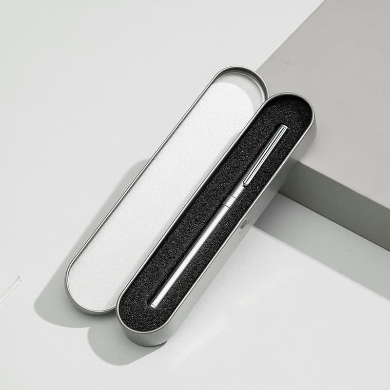 Caixa Stylus de Metal para caneta, assinatura, folha de flandres, caixa de papelaria, caneta Gel, publicidade, presente,