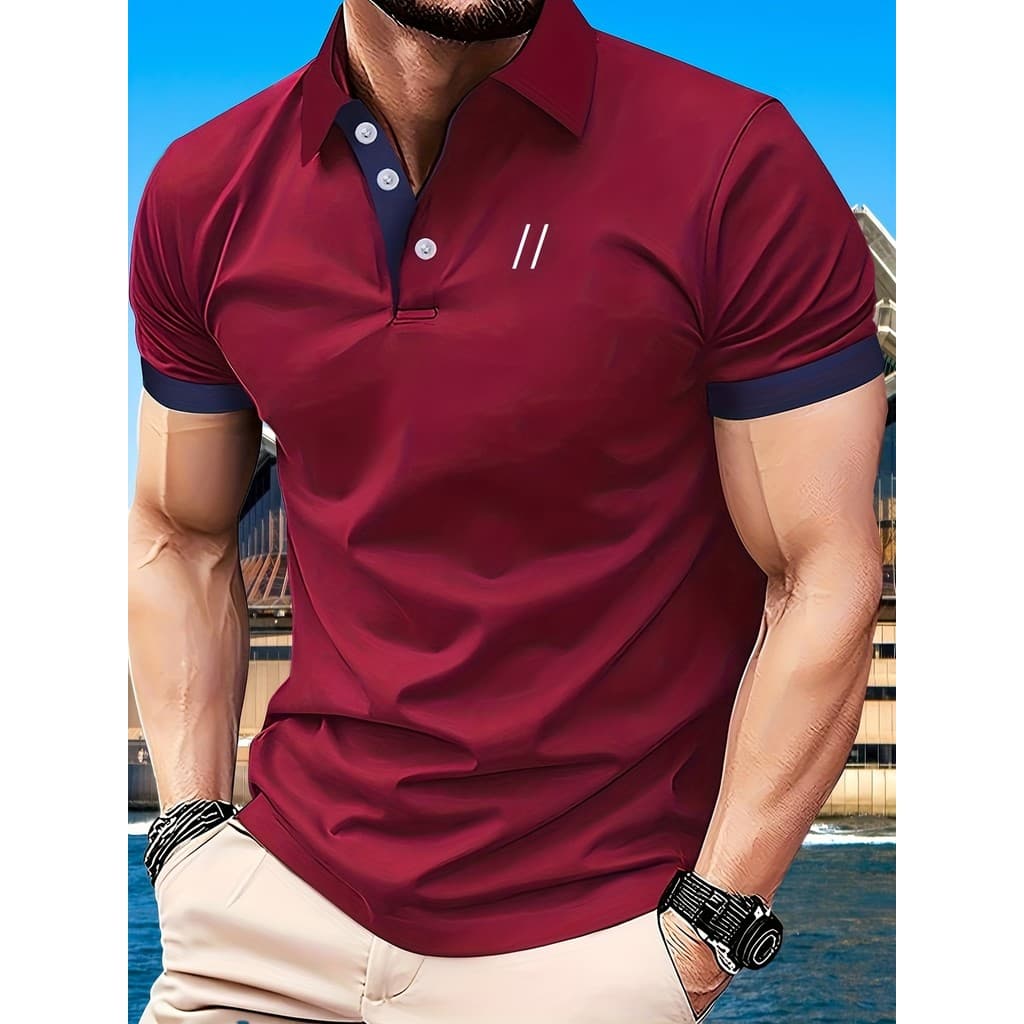 Camisa polo masculina de manga curta Casual lapela camisa polo impressa padrão impresso moda Micro-estretch confortável