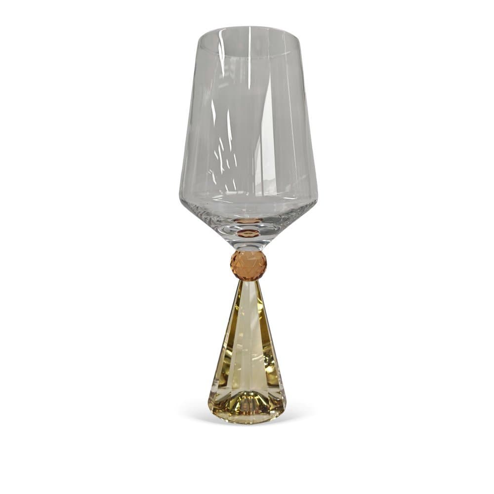 Taça Diamond para Vinho em Cristal Base Amarelo e Ambar - 6PCS - 595ML - BTC HOME DECOR