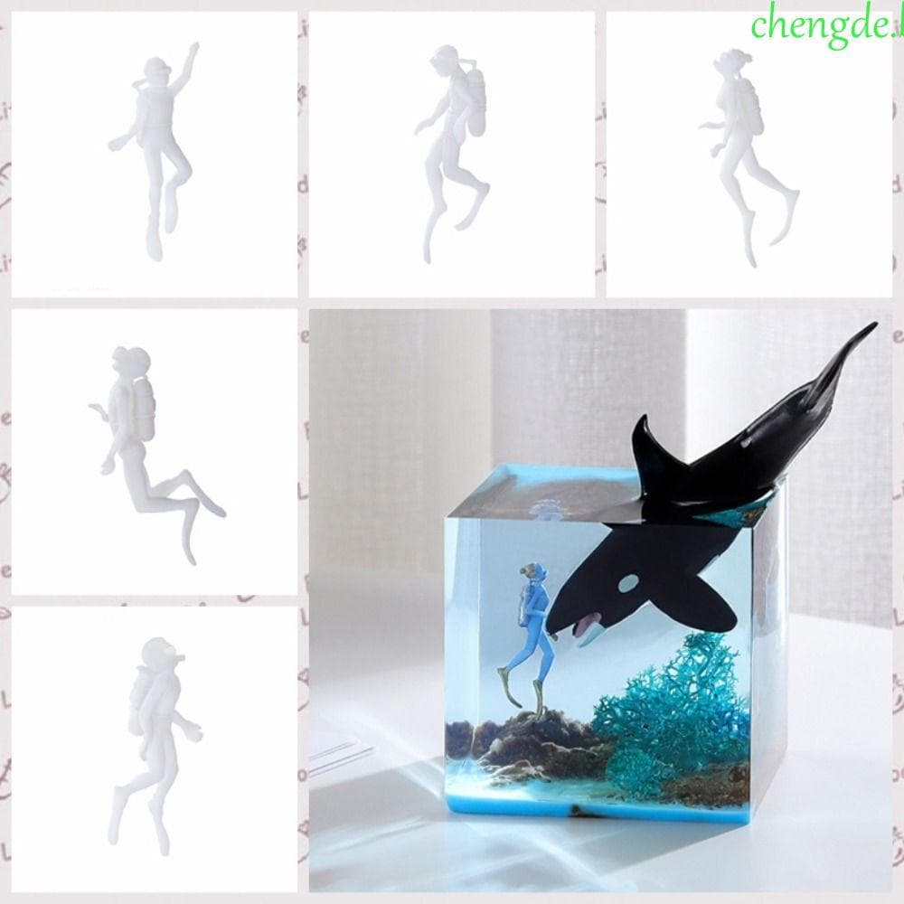 Modelo De Mergulhador De Micro Paisagem CHENGDEBR , Figuras De Ação Sem Pintura De Plástico , Branco