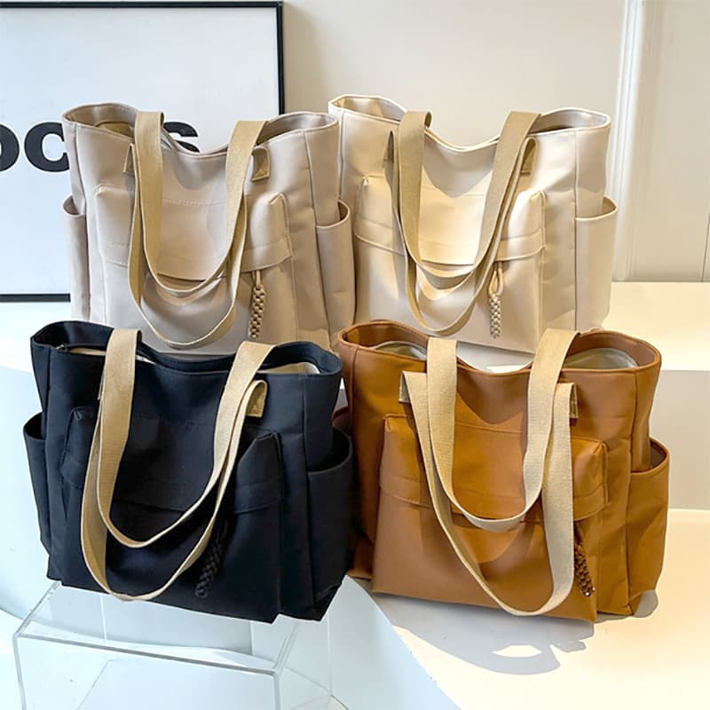 Bolsa Tote Feminina de Lona Grande Capacidade Bolsa de Ombro Casual para Faculdade e Trabalho