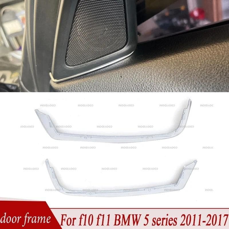 2 Pçs Porta Dianteira Alto-Falante Capa Lacuna Guarnição Chifre De Prata Tira Decorativa Para BMW Série 5 F10 F11 Acessó