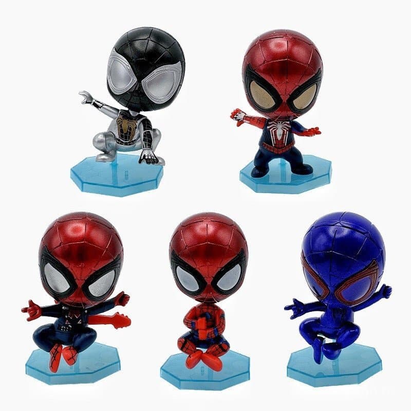 20255 peças/conjunto, figura de PVC de 10cm do anime "The Amazing Spider-Man" versão Q com cabeça que balança, modelo pa