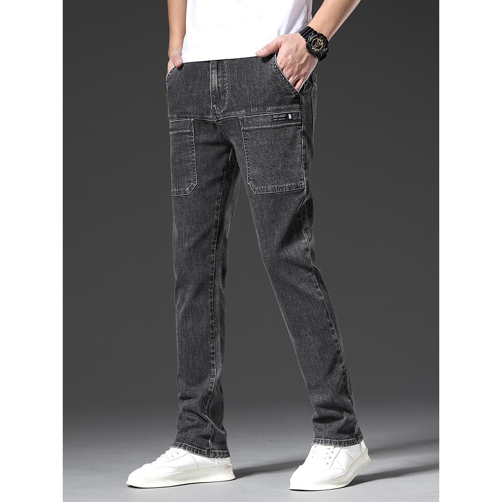 LAIYUEHUI/LAIYUEHUI Outono Inverno Novo Estilo Jeans Masculino de Seis Bolsos Calças de Perna Reta Exclusivas Masculinas