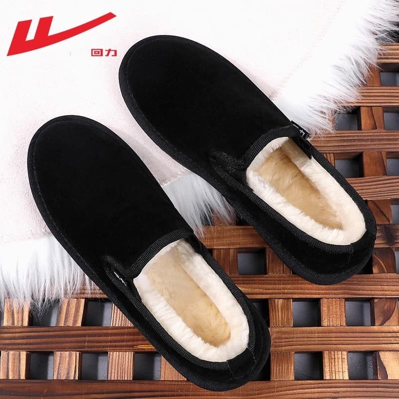 Puxar para trás sapatos masculinos sapatos de algodão inverno forro de lã engrossado botas de algodão deslizamento-em bo