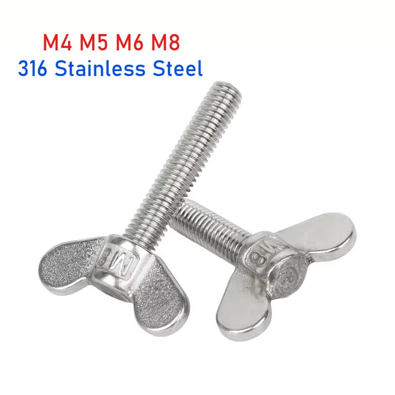 M4 M5 M6 M8 316 Parafusos De Polegar De Cabeça De Asa De Aço Inoxidável Parafuso De Chifre De Ovelha Borboleta Ajuste So