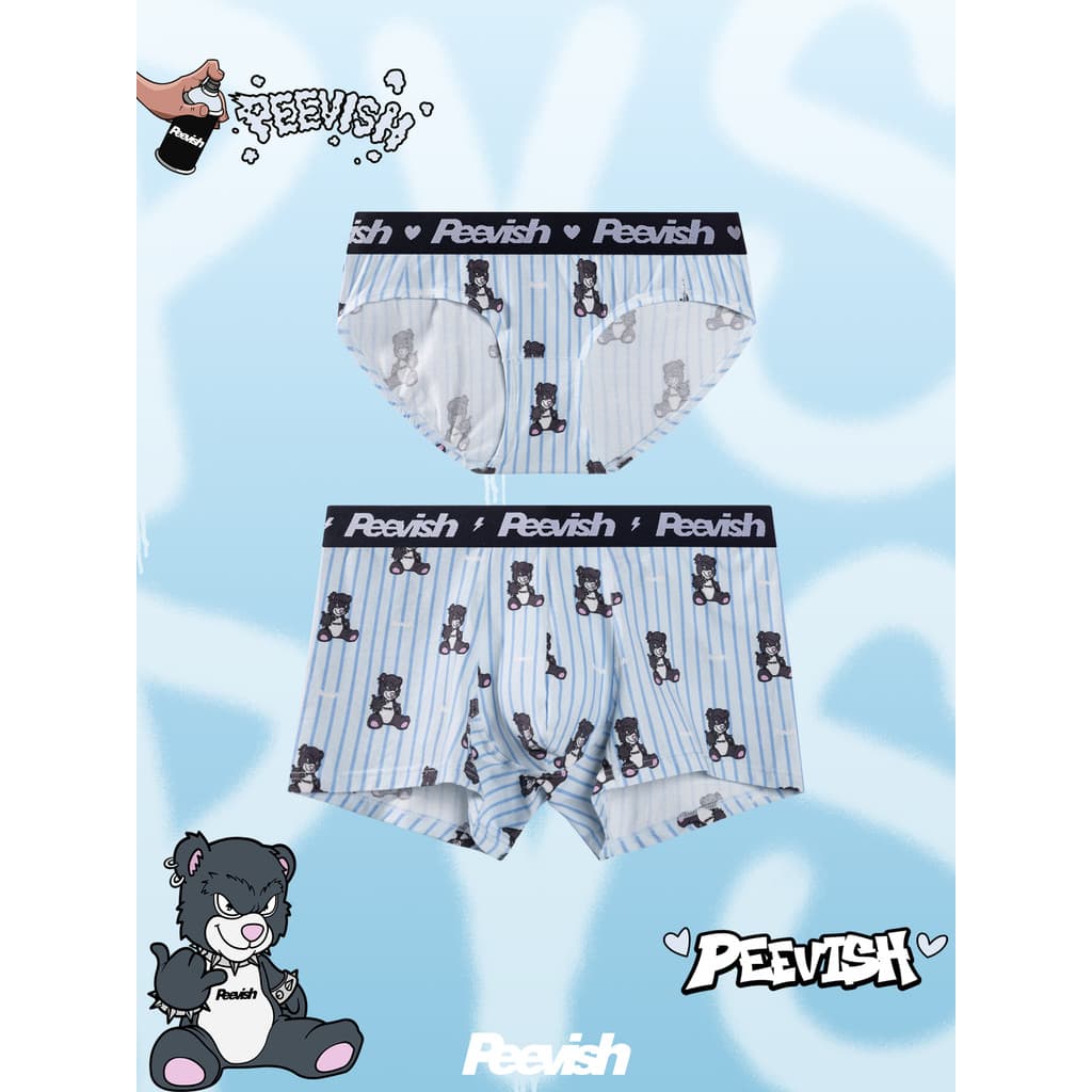 PEEVISH PEEVISH Bonito Casal Antibacteriano Puro Algodão Boxer Cuecas Meninos Cuecas Meninas Cuecas Cabeça