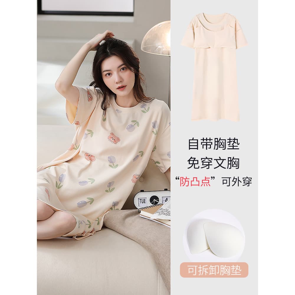 2024 novo estilo camisola de algodão puro feminino verão solto tamanho grande manga curta em torno do pescoço primavera