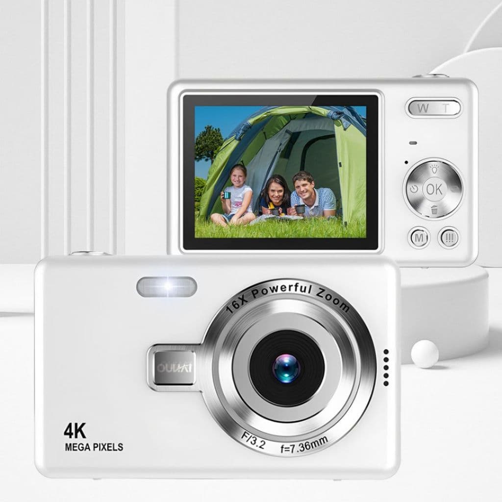 Câmera Digital Retro 48MP 4K 1080P Zoom 16X Portátil com Cartão 8GB Leitor Adaptador USB