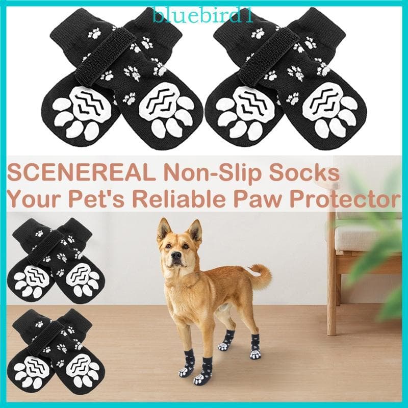 Conjunto Azul De 4 Peças De Botas Para Cães , Sapatos Impermeáveis Animais De Estimação Com Padrões , Resistentes E Anti