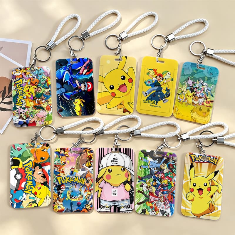Porta-Cartões Pokémon Pikachu Fofo Com Cordão Para Crachá De Identificação , Cartão De Estudante , Acessório De Transpor