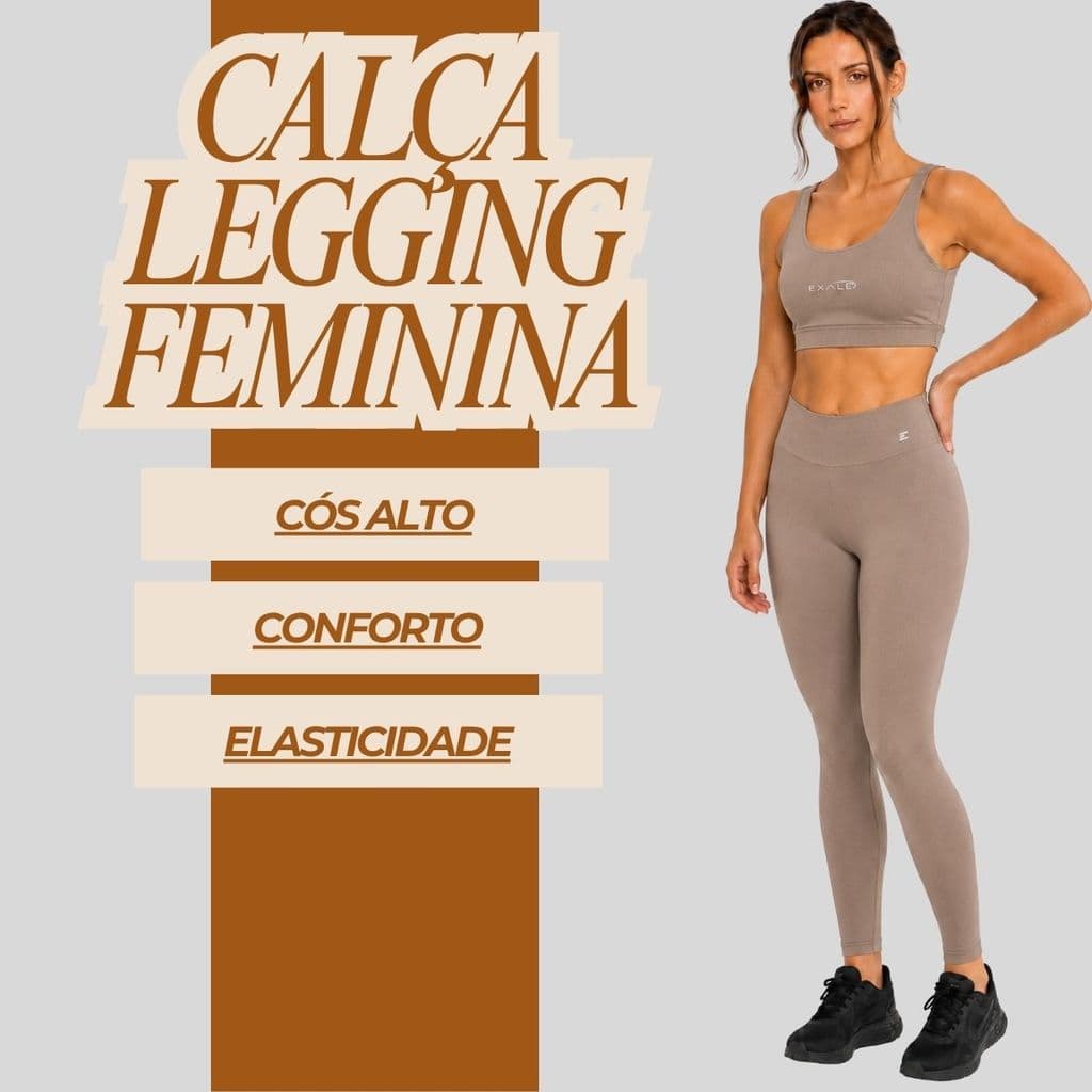 Calça Legging Academia Feminina Suplex Cós Alto P M G GG Várias Cores 1005-C1