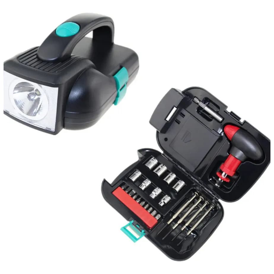 Kit De Ferramentas Domésticas De 24 Peças Com Lanterna Led MUITO BOM.