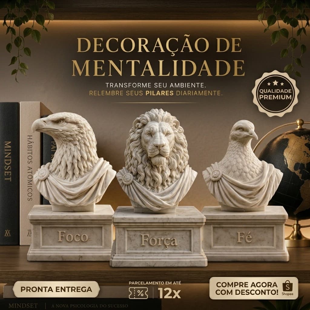 Estátuas Decorativas Lobo Leão Águia Foco Disciplina Execução Decoração Motivacional Escritório Mesa