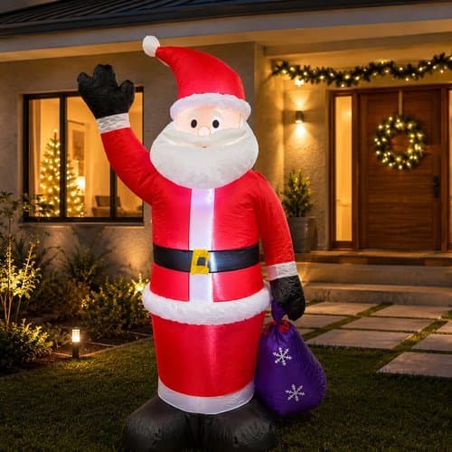 Papai Noel Inflavel Decoracao Natal Iluminado Led Vermelho Facil Instalacao