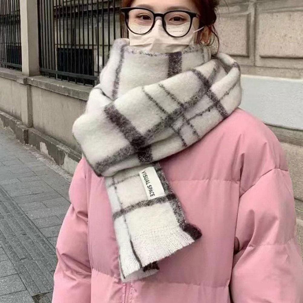 Novo Inverno Quente Xadrez Cachecol Estilo Coreano Casal Estudante Grosso Mailard Versátil High-end Xale W0t4