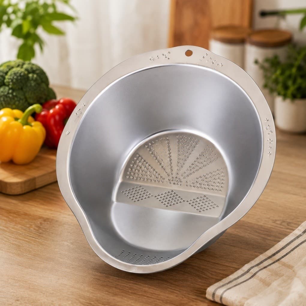 Escorredor de Arroz Inox Multiuso | Lavador de Arroz, Macarrão, Frutas, Legumes e Verduras | Escorre Fácil para Cozinha