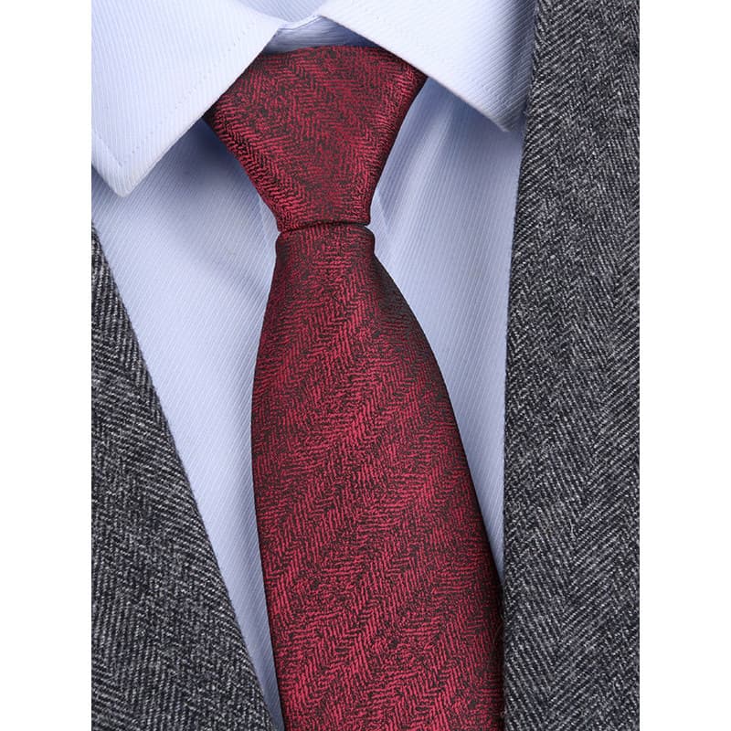 Gravata masculina estilo zíper de alta qualidade, roupa Formal de negócios, gravata de poliéster em formato de seta verm