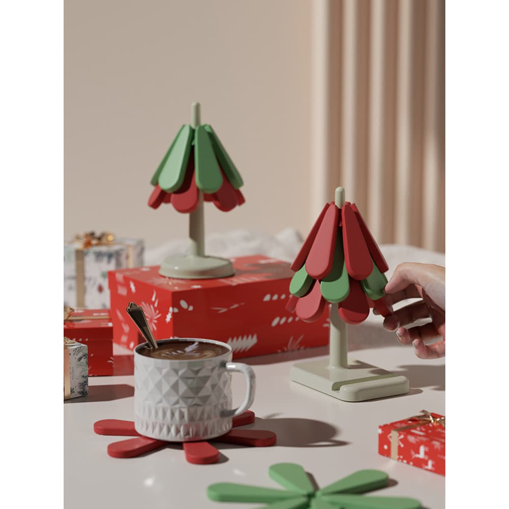 Almofada de isolamento de Silicone para árvore de natal criativa, resistente a altas temperaturas, almofada de mesa, por