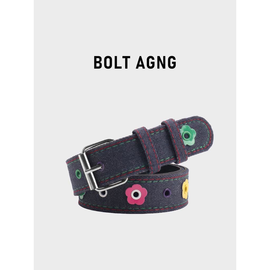 cinto feminino largo cinto feminino plus size BOLT AGNG Cinto de rebite de flor Original masculino feminino nicho Design