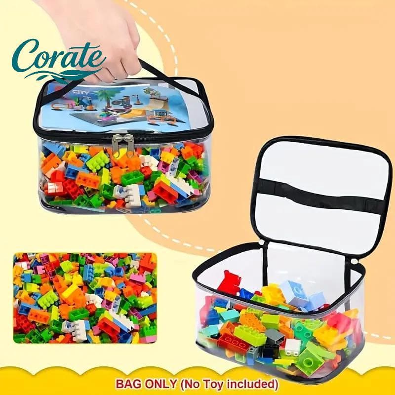 [Corate] Armazenamento De Brinquedos Com Zíper De PVC Transparente Bolsa Organizador Leve De Quebra-Cabeça De Grande Cap