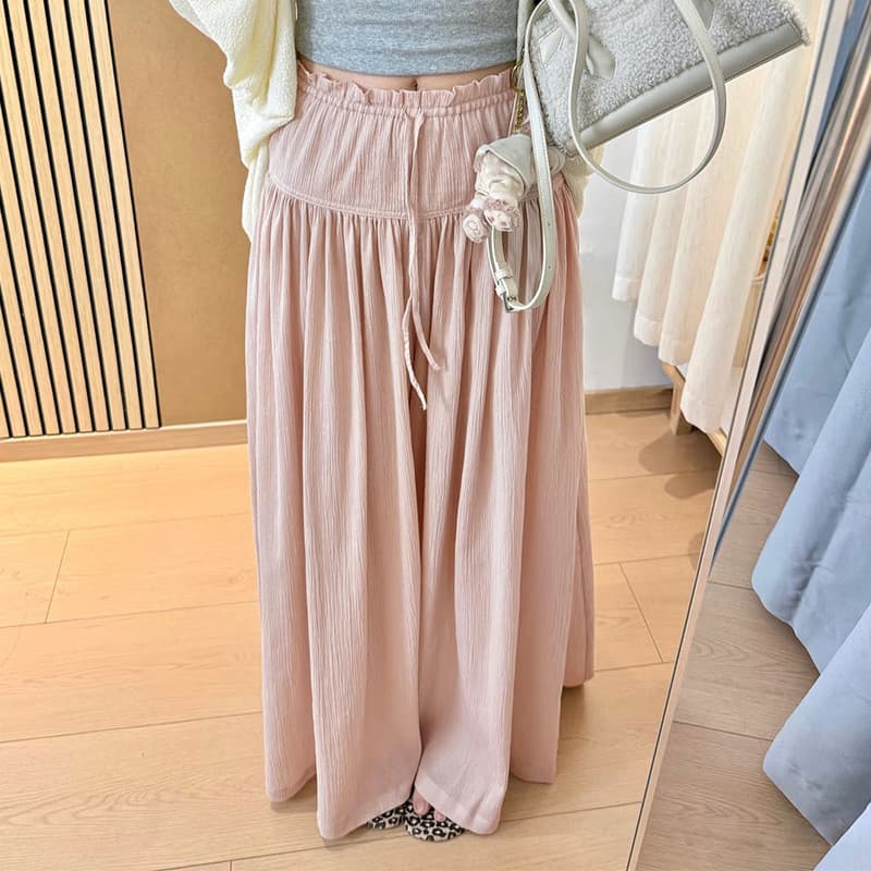 Saia-calça feminina rosa, nova coleção de verão 2026, estilo coreano, cintura alta, modeladora, comprimento médio, fluid