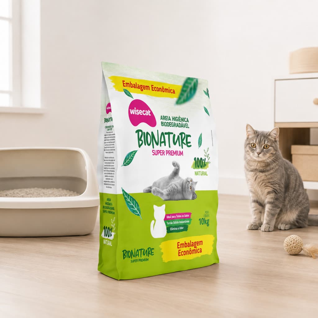 Areia Sanitária De Mandioca Granulado Para Gatos Biodegradável Wisecat 10kg