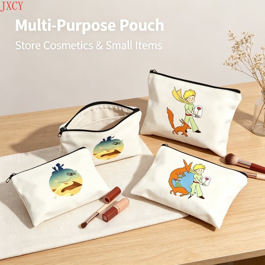 1Pc Portátil Dos Desenhos Animados Impresso Zíper Maquiagem Saco Com Multifuncional De Armazenamento De Viagem