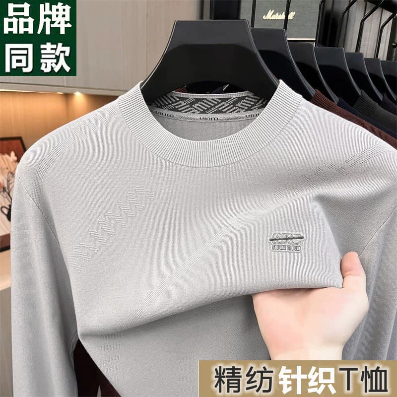 Lobo camisola de manga comprida masculina 2026 novo estilo outono inverno camisa de fundo de malha masculina em torno do