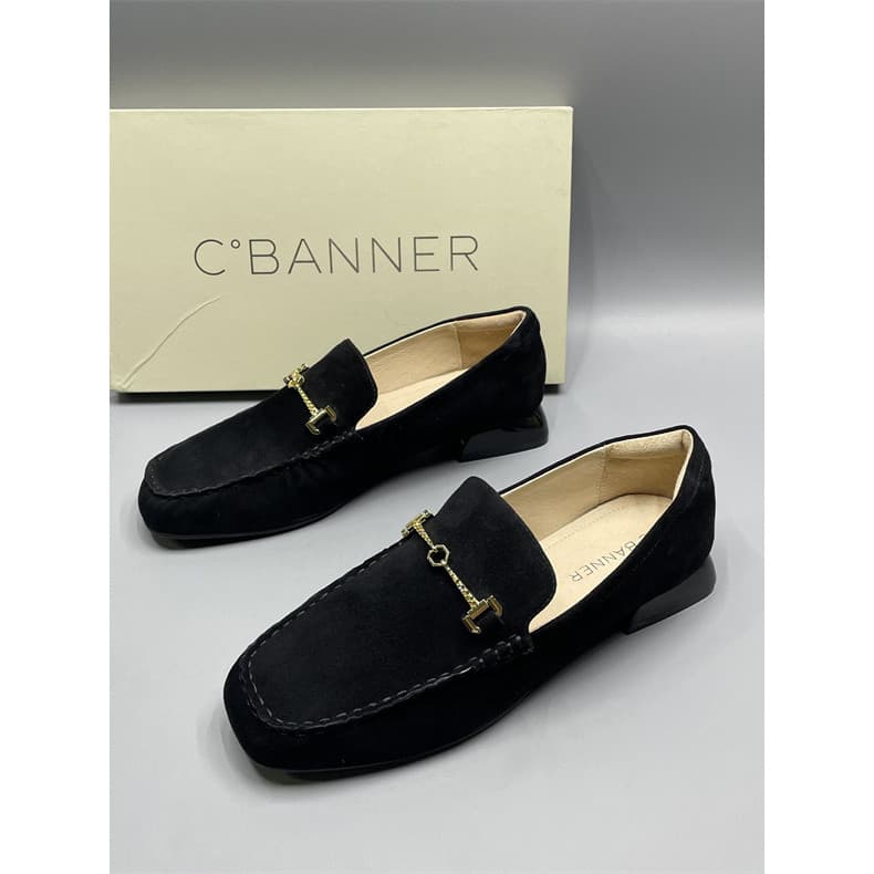 Qianbaidu marca retirada gabinete boca rasa couro genuíno ervilhas sapatos senhoras preguiçoso sapatos exterior Wear con